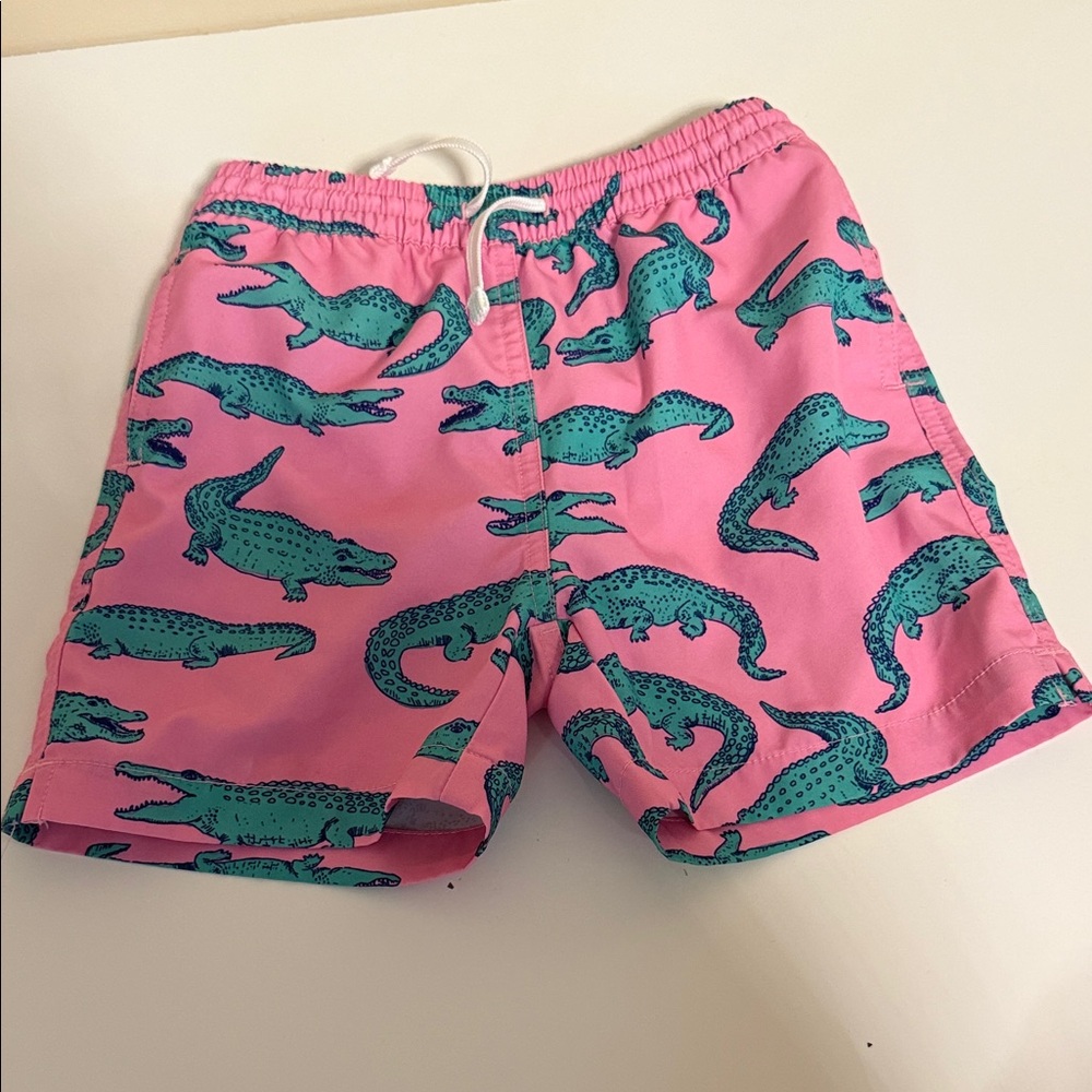Chubbies Pink Swim Shorts with Green Alligator Print
